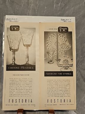 Fostoria Glass Advertising Print - Heather and American for Sparkle